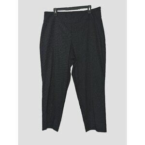 Jones New York Black Silver Metallic Pinstripe Ankle Pants 1X Pull-On Chic